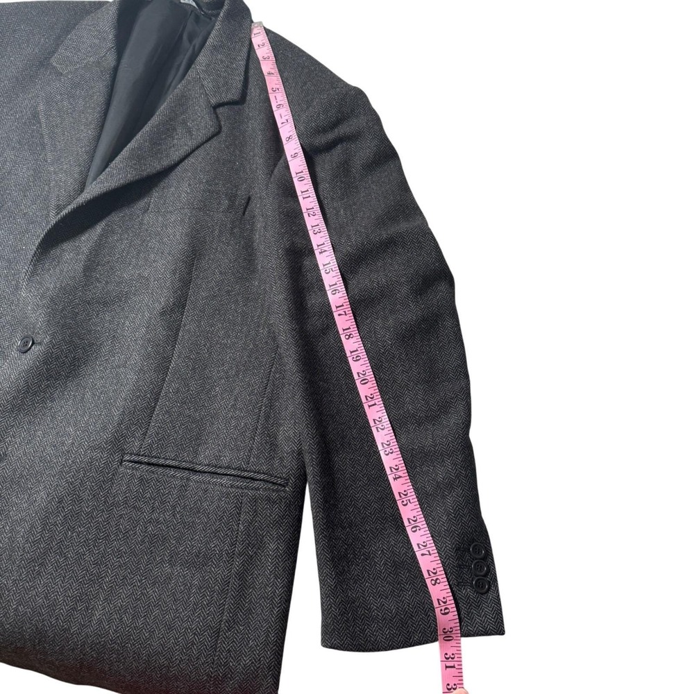 VTG TodaysManTM 44R Messina Blazer Jacket Italian Cashmere Grey Herringbone - Picture 8 of 12